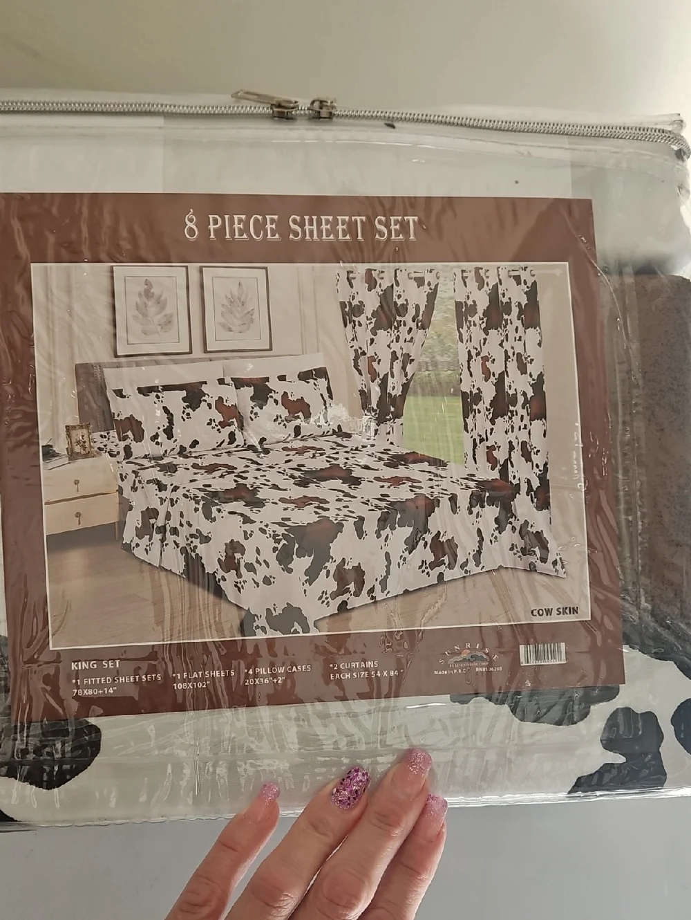 New King Sheet Set 8 Piece Cow Print Luxury  Collection Series 2500